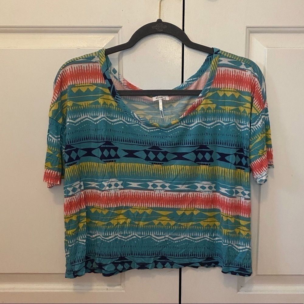 Kina Printed Cropped Short Sleeve T-Shirt